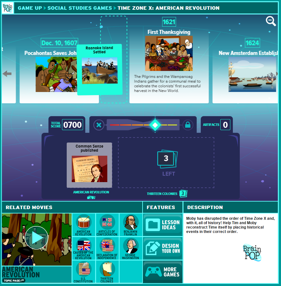 BrainPOP's Time Zone X key art